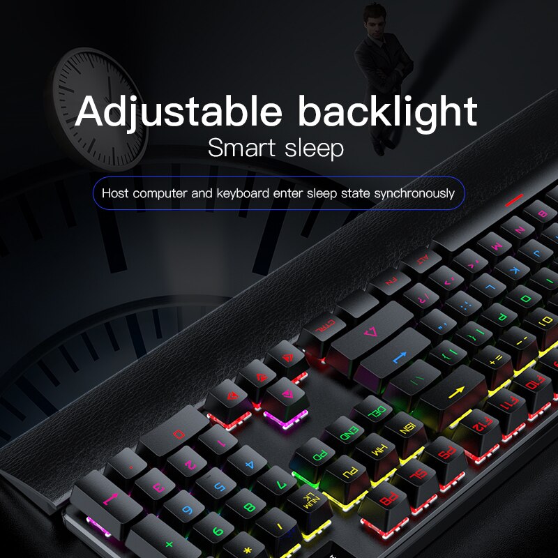 Wired Gaming Keyboard Blue Black Switch Mechanical Keyboard RGB Backlit 104 keys Anti-ghosting Laptop PC Gamer Pink Keyboards