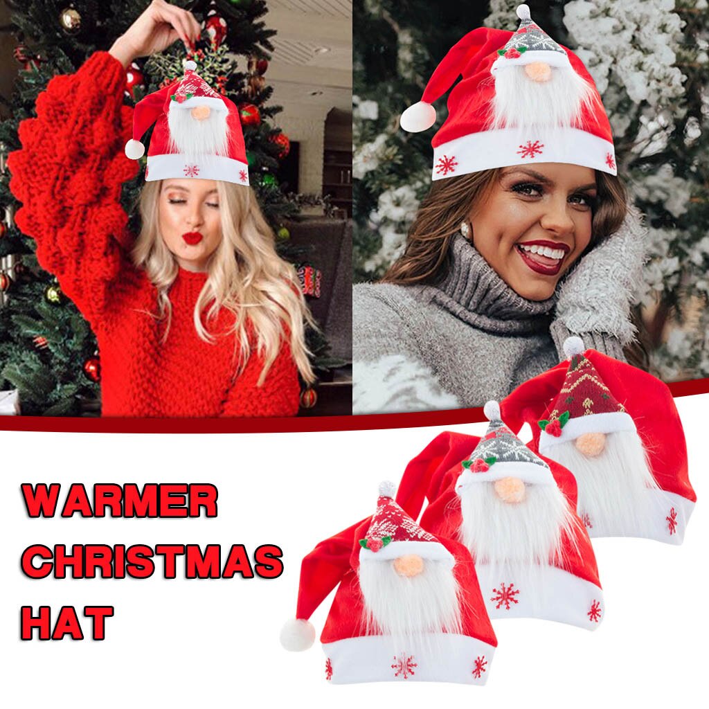 Kerst Hoed Santa Hoed Xmas Hoed Voor Volwassenen Unisex Comfort Cap Jaar Decoratie Volwassen Santa Rode Hoeden Decoratie