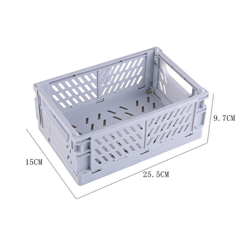 Cesta de almacenamiento plegable de escritorio Ins, caja de almacenamiento apilable de plástico para artículos diversos, juguete, aperitivos, organizador de escritorio Kawaii para estudiantes: Negro