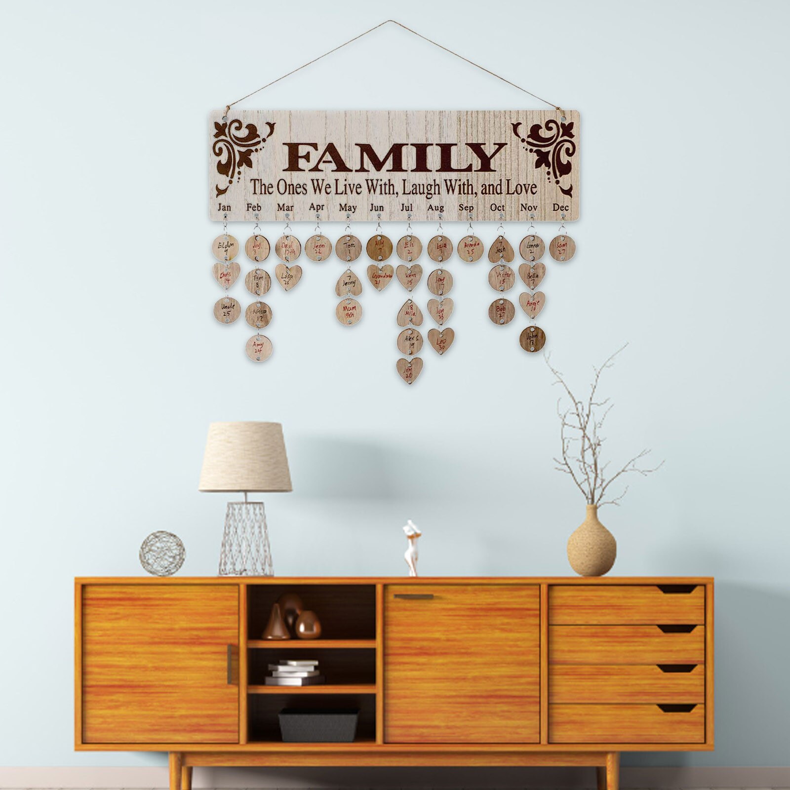 DIY Wall Calendar Cake Happy Birthday Printed Hanging Birthday Calendar Reminder Birthday Printed Wooden Calendar Decor D11