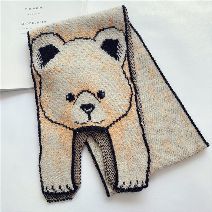 Kids Boys Girls Scarf Winter Warm szalik Children Scarves Cute Cartoon Animals Long Knitted Scarf шарф детский Accessories: Beige