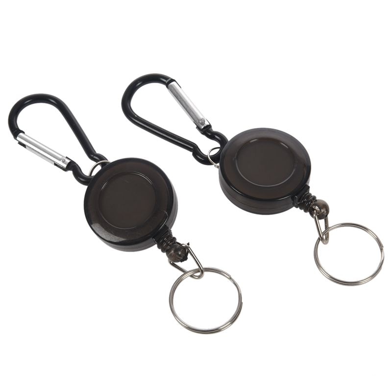 Carrete de insignia de 2 uds., retráctil de retroceso, YOYO, porta tarjetas de identificación, llavero Color: negro cantidad: 2 uds.