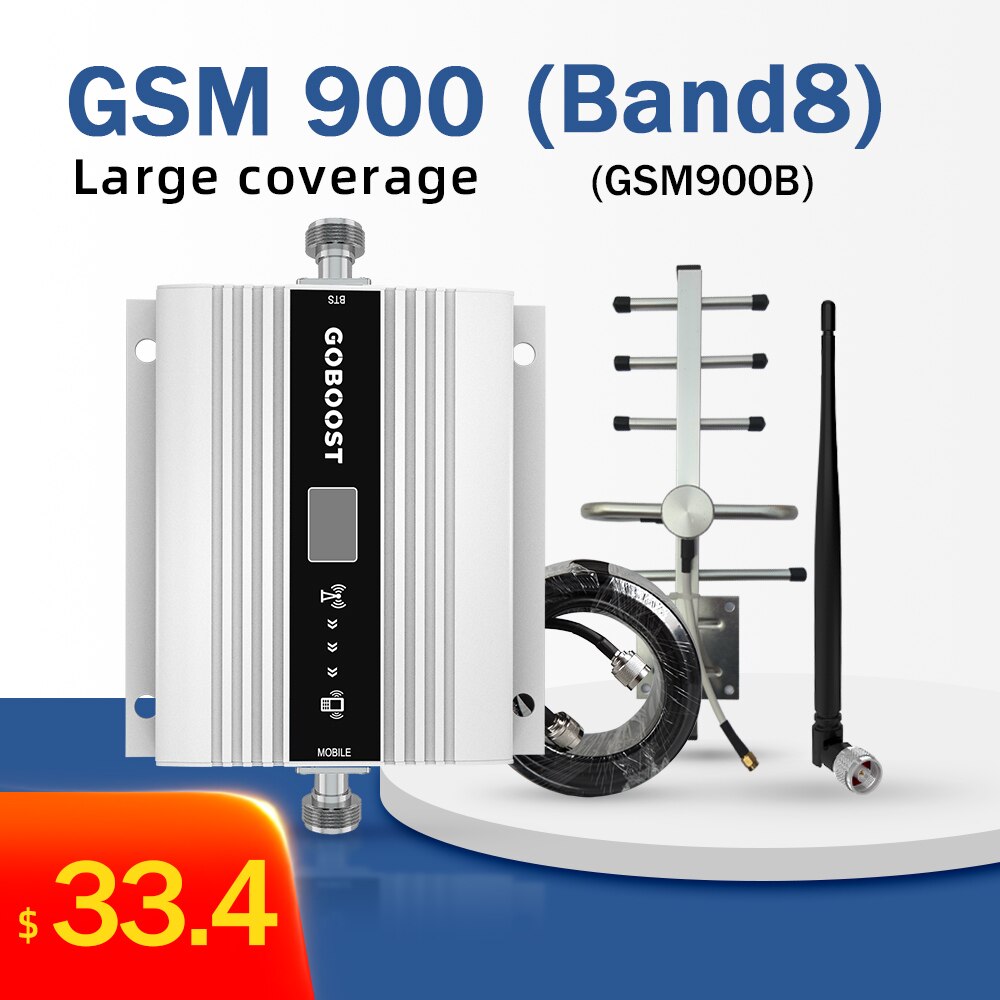 GSM 900MHz Signal Booster Band 8 Repeater Amplifier 2G 3G Cellular Amplifier Mobile Phone Signal Booster 68dB Gain LCD Display: GSM900B