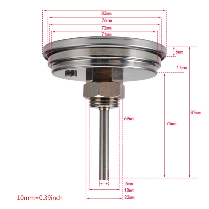 3" Stainless Steel Heavy Duty Analog Temperature Gauge 1/2" NPT Thread BBQ Smoker Pit Thermometer