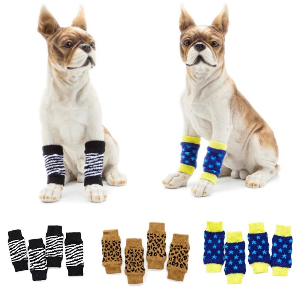 4 PCS Pet Breathable Leg Socks Dogs Protecting Joint Dog Knee Pads Pet Supplies Dogs Warm Knee Sock Set