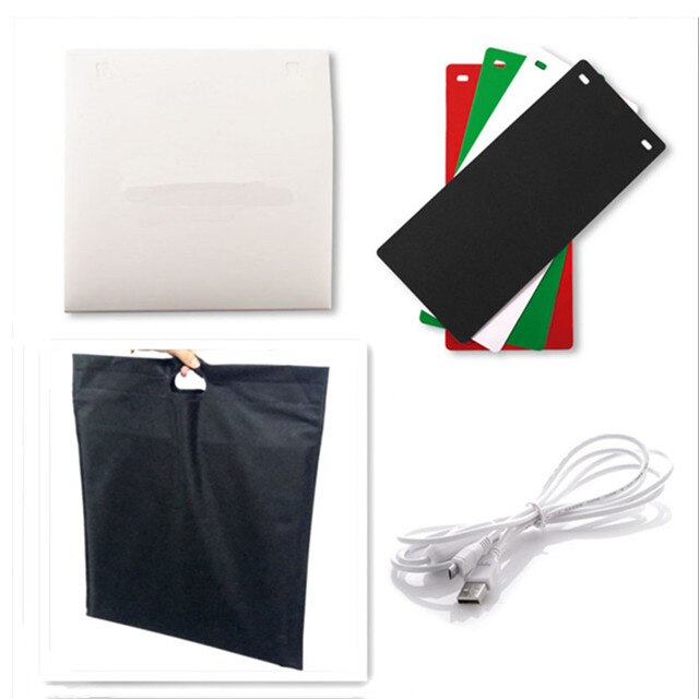 Mini Folding Lightbox 30*30cm Portable Photographic Studio Lighting LED light Softbox studio Kit Lightbox with 4 pcs background: With non-woven bag