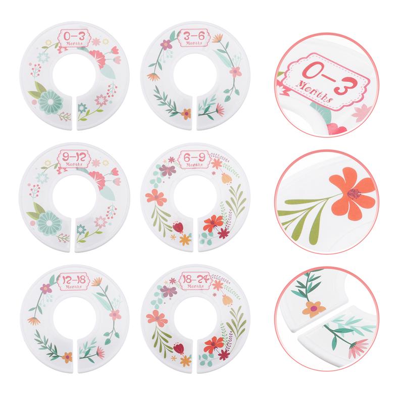 6pcs Baby Clothes Size Dividers Round Plastic Clothing Hanger Separation Circle Size Buckles for Wardrobe Shopping Mall