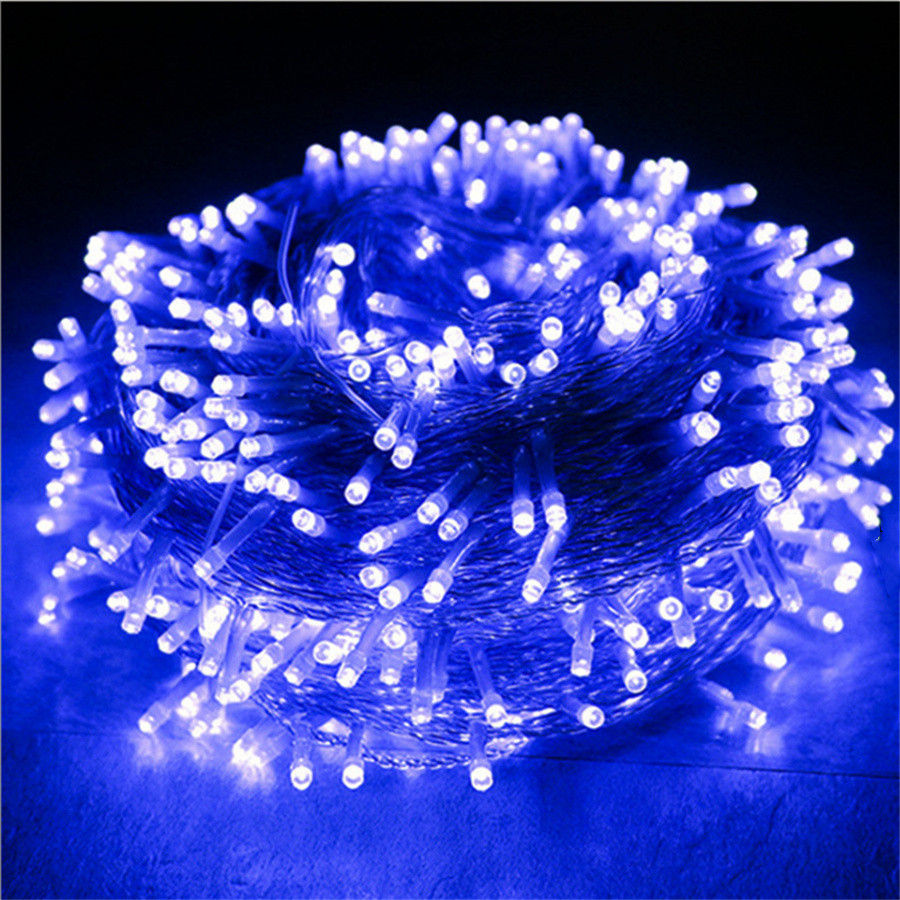 30M 50M 100M guirlande lumineuse LED de noël 8 Modes fête de guirlande de mariage lumière Icile lampe de décoration extérieure de jardin Patio: Bleu / 16-20W