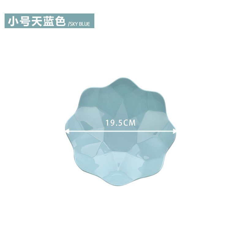 Fruitschaal Thuis Woonkamer Plastic Bloem Effen Opslag Container Kantoor Snoep Snack Zaden Moer Plaat Gedroogd Fruit Kom: Small sky blue