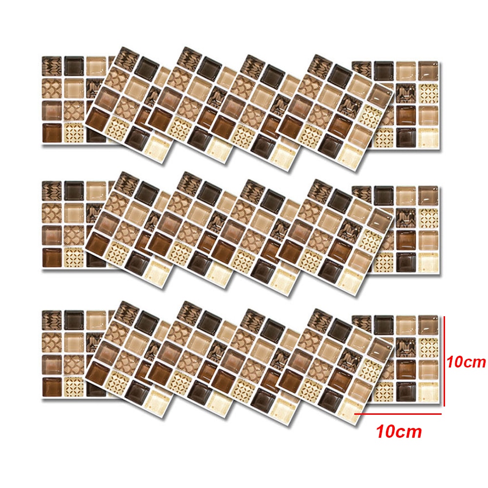 18 stk bad veggklistremerker pvc mosaikk kjøkken vanntette flis klistremerker plast vinyl selvklebende veggpapir hjem dekor