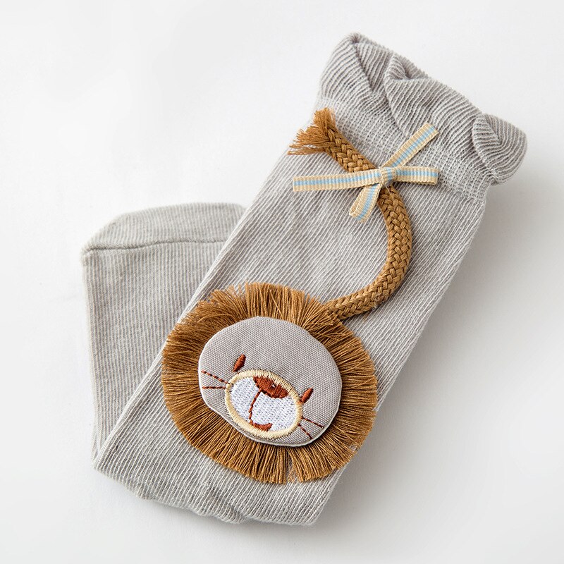 Chaussettes amples en coton pour bébés, motif Lion de dessin animé, pour garçons et filles, collection printemps et automne: Gris / 0-1year