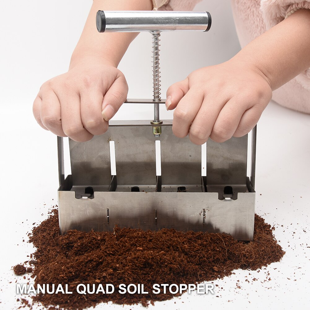 With Comfort Grip Cuttings Outdoor Garden Eco Friendly Manual Quad Soil Stopper Ergonomic Portable For Seedlings Nursery Orchard