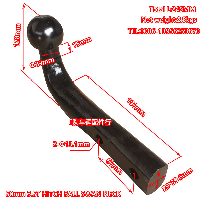 Trailer hitch ball swan neck trailer part pintle hook 50mm