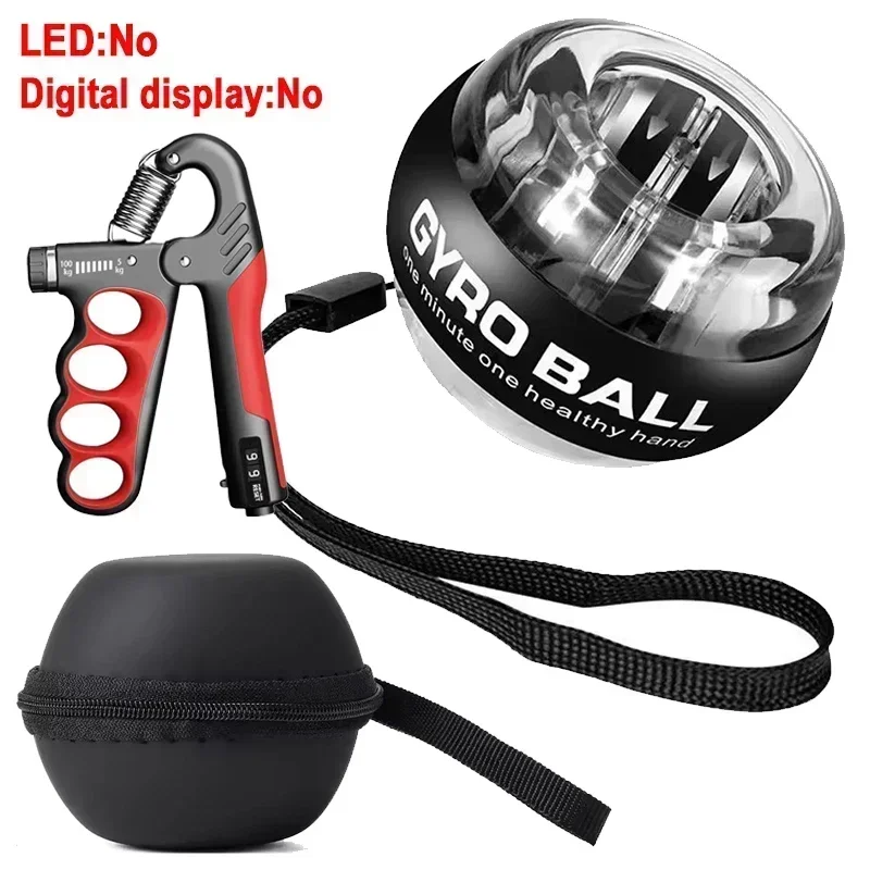 Gyrobal met ballentas Powerball Gekleurde lichten Power Ball Gymoefening Sporttrainingsapparatuur Armworstelen Onderarmtraining: Goud