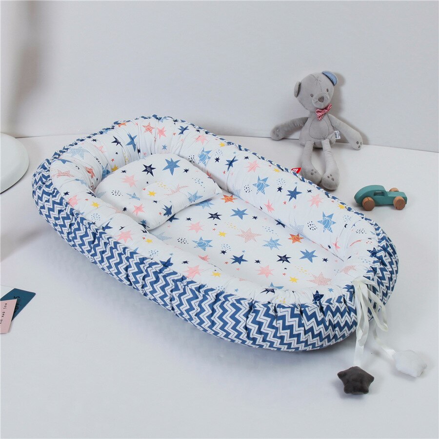 Babynest med pude pude nyfødt seng bærbar dreng pige rejseseng behagelig blød bomuld baby vugge baby mobil tremmeseng: N5