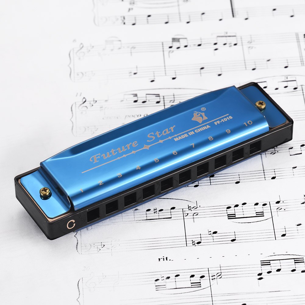 Sleutel Van C Diatonische Harmonica Mouthorgan Met Abs Riet Spiegel Oppervlak 10 Holes Blues Harmonica Voor Beginners 4 Kleuren: Blauw