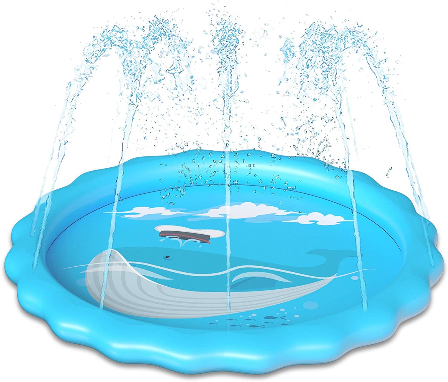 Splash Pad, 68’’ Sprinkle &amp; Splash Pad for Kids Splash Water Pad Summer Outdoor Water Play Sprinklers Games Garden Beach Spray M