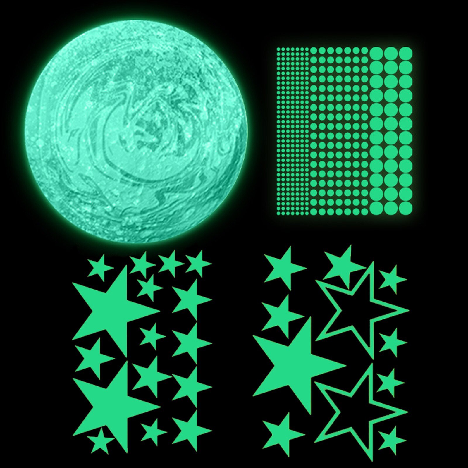 * Sterren Planeten Lichtgevende Muurstickers Zonnestelsel Fluorescerende Muur Stok Gloeiende Plafond Decals Decoratie Voor Kinderkamer