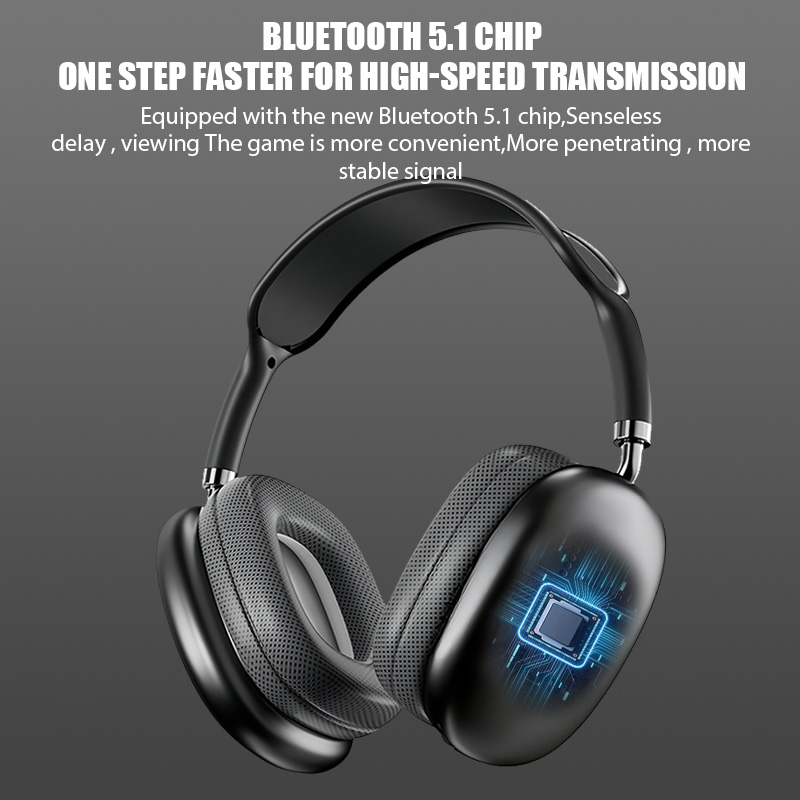 P9 Drahtlose Bluetooth-Kopfhörer mit Mikrofon, Kopfhörer mit Geräuschunterdrückung, Stereo-Klang-Kopfhörer, Sport-Spielen-Kopfhörer, unterstützt TF