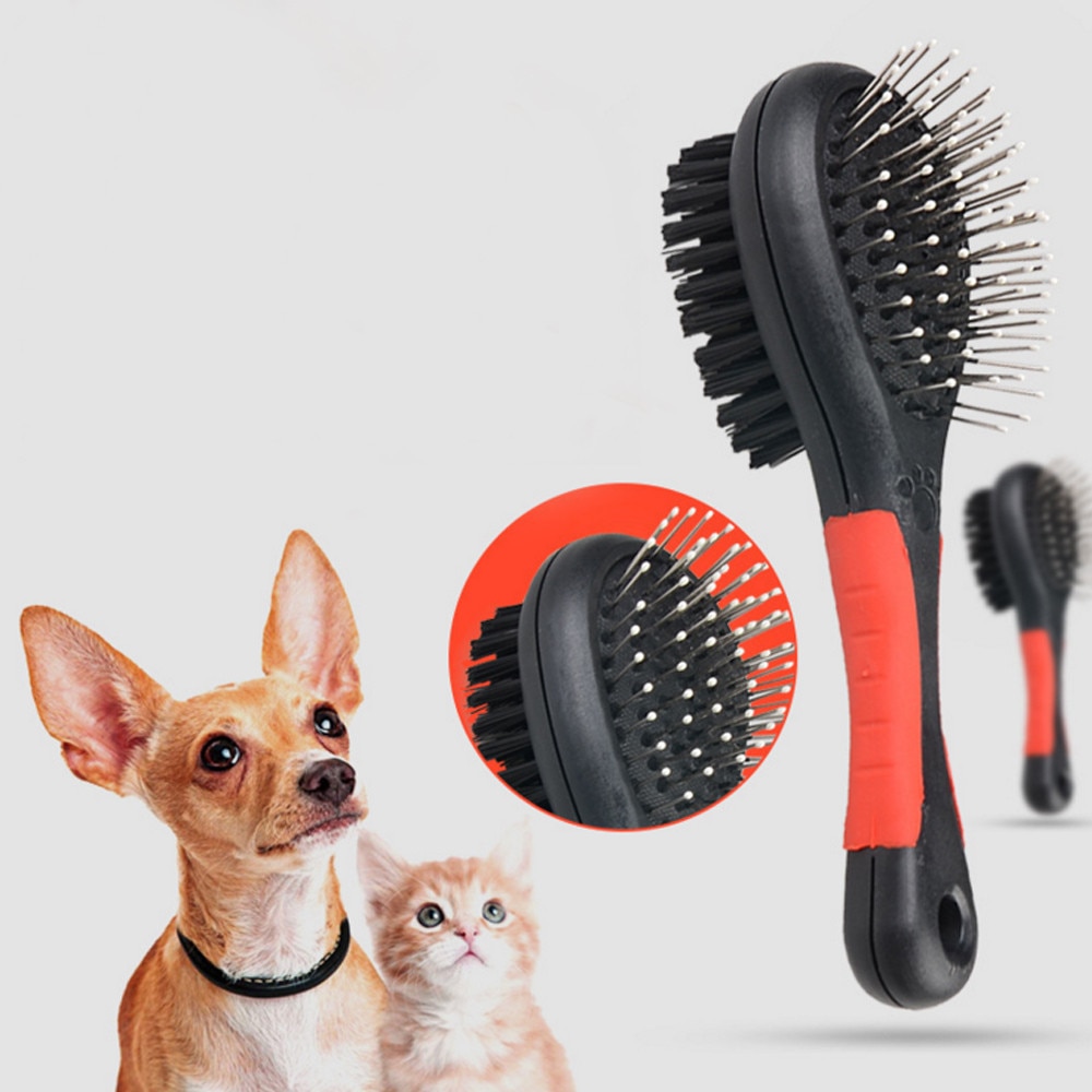Pet Pet Black Double Sided Bath Brush Dog Cat Comb Pet Faces Fur Grooming Tool For Long & Short Hair Dogs Puppy 2 Sizes