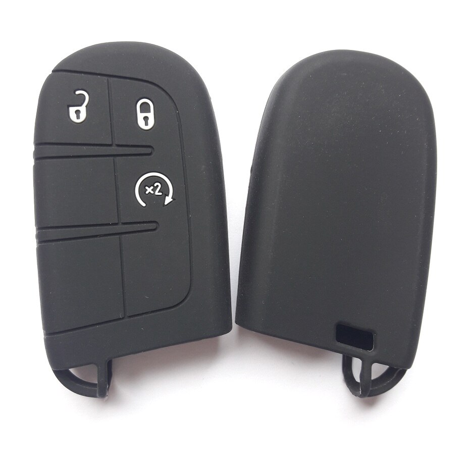 RUNFA AUTO Fob Remote Shell Holder For Jeep Chrysler Dodge Fiat Car Key Silicone Case Cover Smart Keyless Entry: 3btns-2
