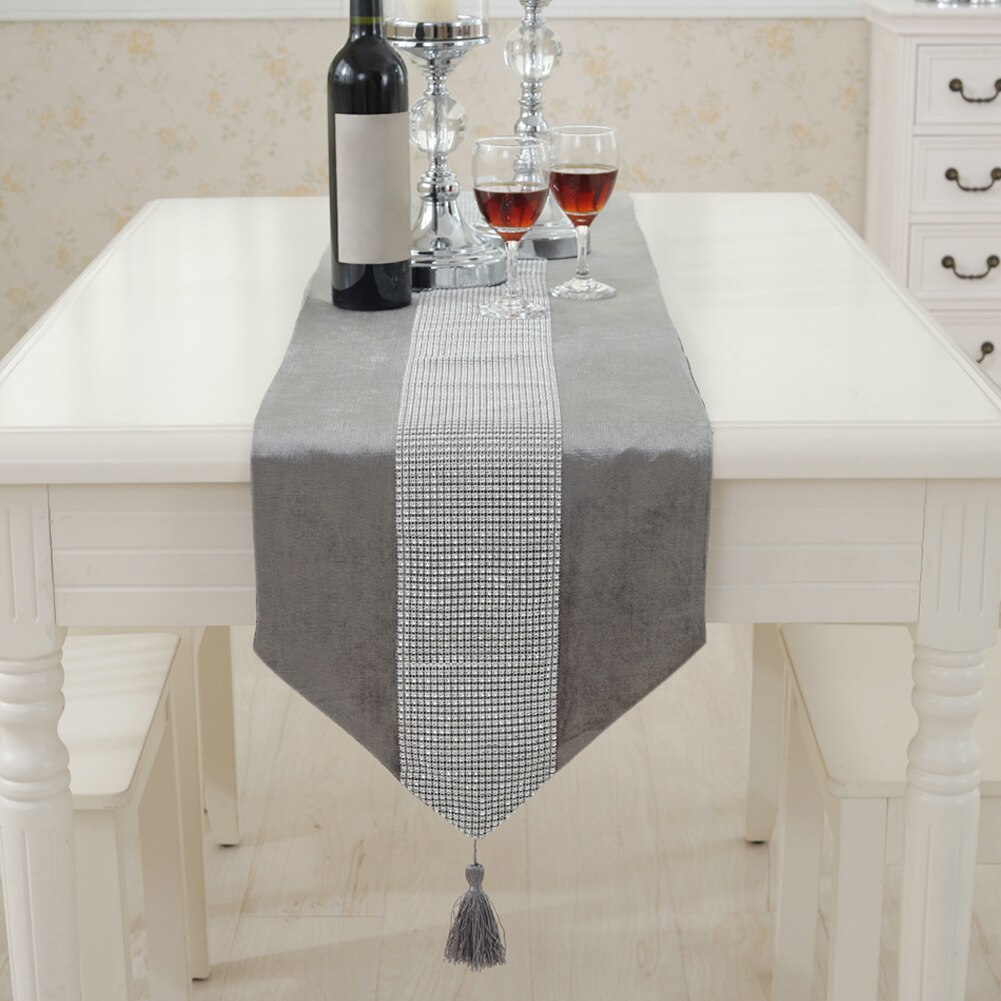 Wedding Decoration Rectangle Kitchen Modern Birthday Runners Outdoor Party Decoration Table Runner luxury home decor: Gray