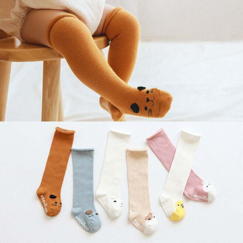 Schattige Baby Kousen Katoen Knie Hoge Kousen Anti-Slip Lange Been Warmer Unisex Kids Kousen voor 0-3 jaar