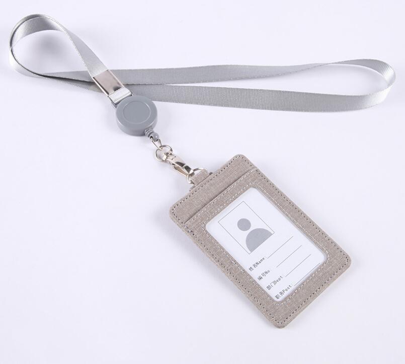 1pc skórzane etui na identyfikator etui PU biznes kieszeń na karty z wysuwaną smyczą Dom gabinet karta pamięci: nie.2