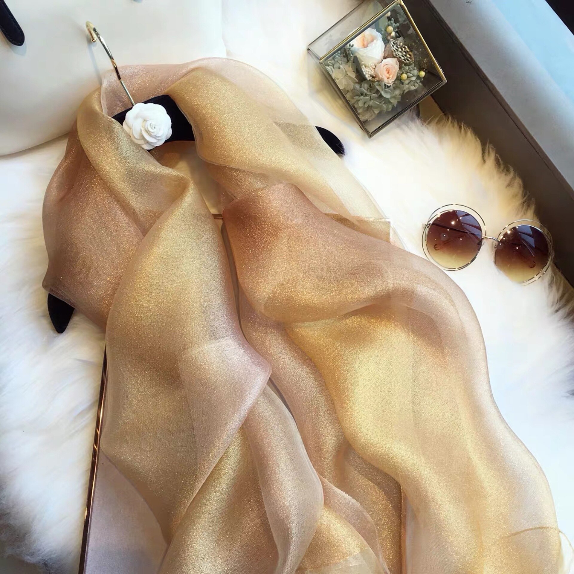 ombre organza silk hijab scarf shimmer scarves and shawls echarpe muslim party hijabs: 4