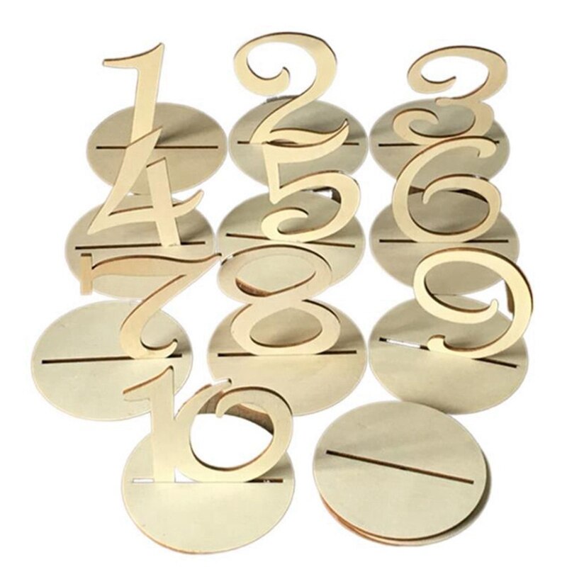 Houten Tafel Nummer 1-10 Bruiloft Tafel Nummer Met Base Voor Bruiloft Receptie En Bruiloft Tafeldecoraties: Default Title