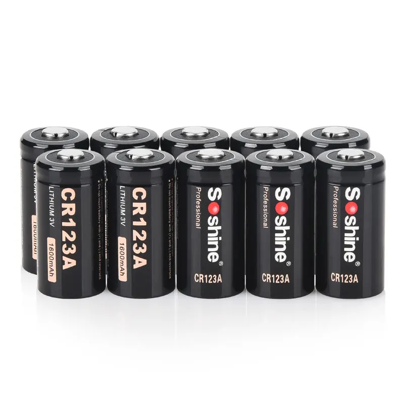 Soshine 3 V CR123A bateria 1600mAh 3 V baterie litowe jednorazowy akumulator do aparatu cyfrowego bezprzewodowy kalkulator myszy: Czerwony