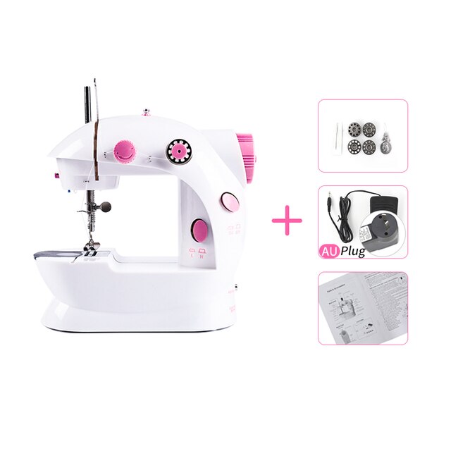 Sewing Machine Portable Household Mini Sew With Foot Pedal Night Light Double Thread Pink Colour For Tailor Table: 03-Z1-AU