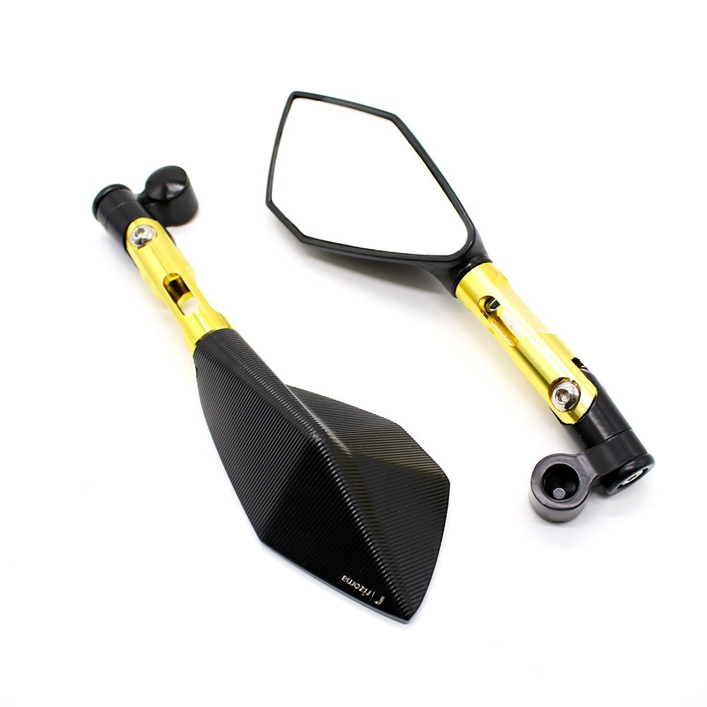 1 paar Motorfiets Accessoires Spiegels Motor CNC Aluminium Achteruitkijkspiegel Zijspiegel Wit Blauw Lens Motor Spiegels Universele: Gold (white lens)