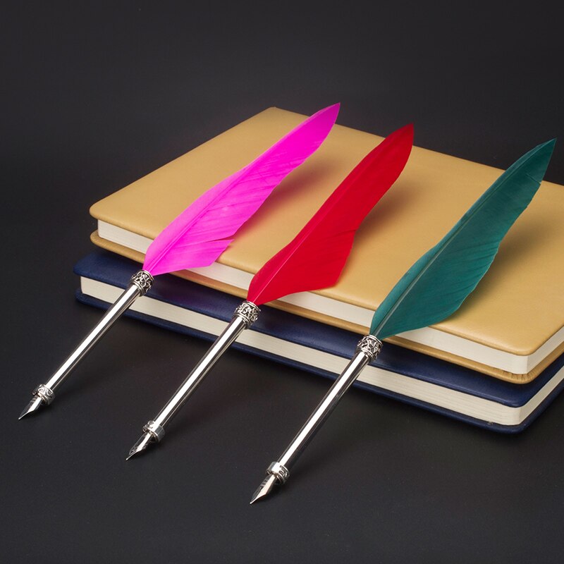 7 kleuren veer schattige pen kantoorbenodigdheden school originele metalen vulpen decoratie executive caneta