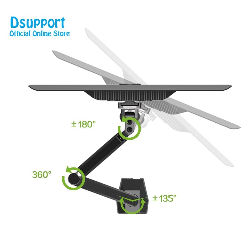 Full Motion Desktop monitor Holder Display Mount Bracket With Audio and USB Port for 15-27 inch display