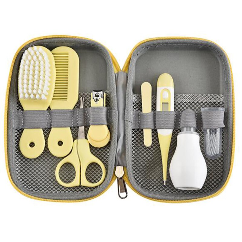 Bærbar taske børn 8 stk / sæt saks neglesæt termometer babyplejesæt børns sundhedspleje hårbørste pleje til yjw 003