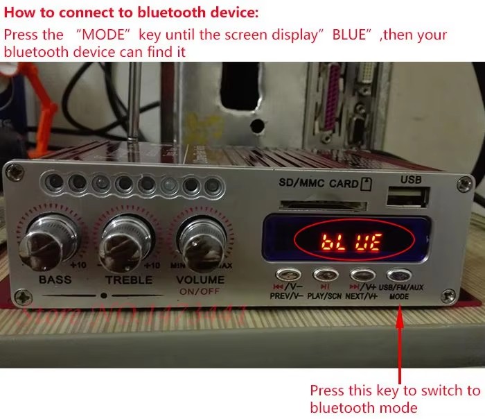 DC 12V Mini Bluetooth Amplifiers Headphone Amp SD/USB Play FM Radio With Remote Control For Home/Car Dac