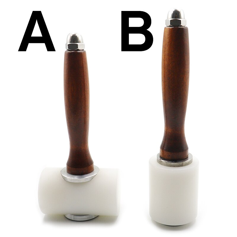 QJH-martillo para tallar cuero, martillos de nailon, mazo, mango de madera para artesanía de cuero, punzón, impresión, herramienta de percusión DIY