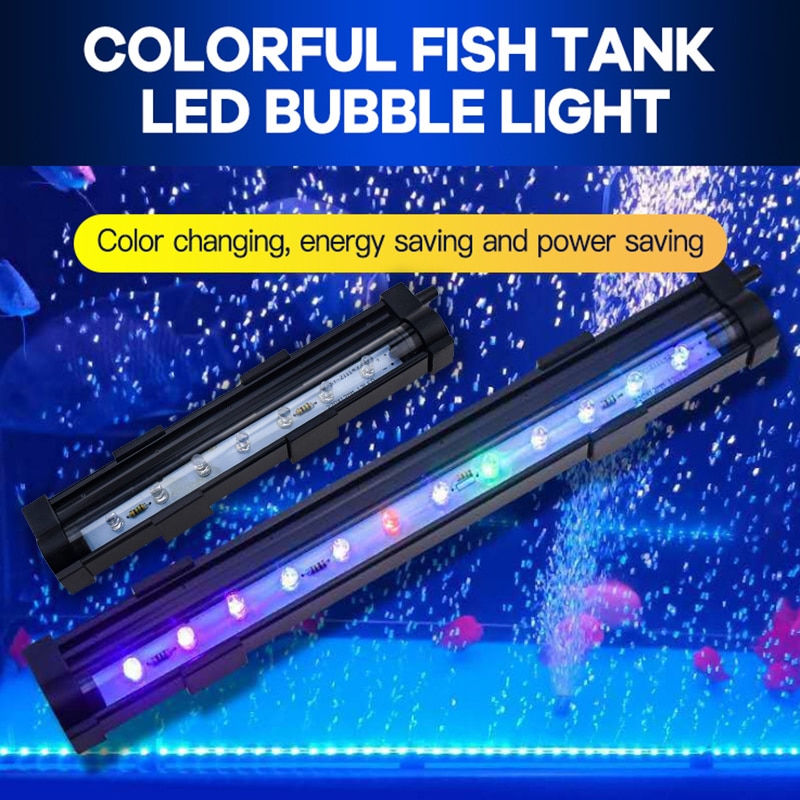 Aquarium Lights 15-45CM Fish Tank LED Bubble Light Diving Lights Waterproof Strip Lamp EU US Plug Colorful Fish Tank Light