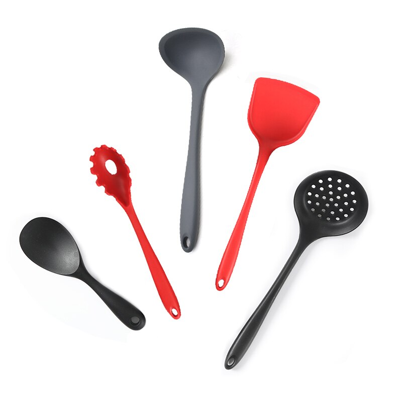 5PCS Silicone Utensil Sets Non Stick Kitchenware Heat Resistant Cookware Ladle Pasta Spoon Spatula Skimming Spoon Cooking Tool