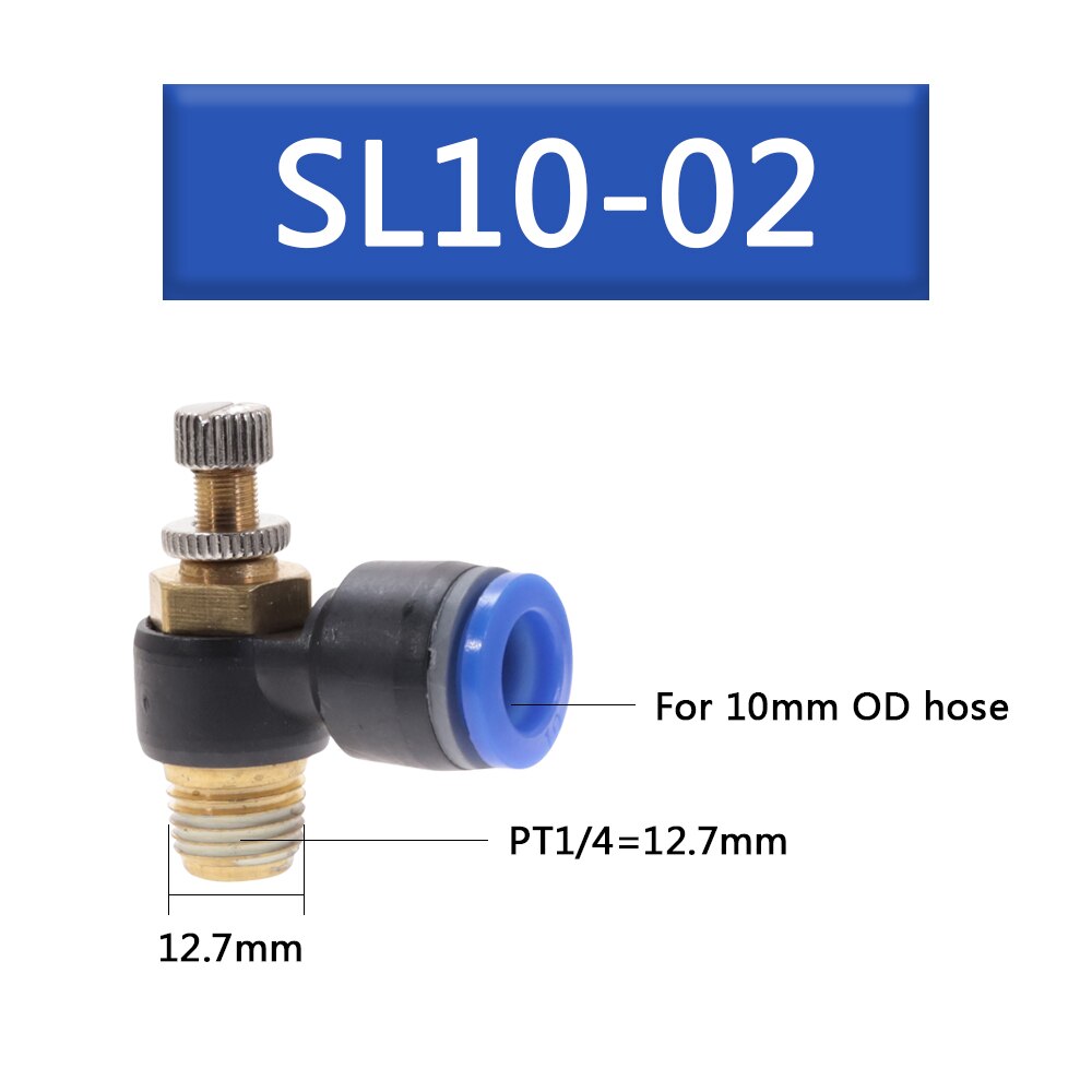 SL 4 6 8 10 12mm Fast connection Pneumatic Fitting M5" 1/8" 1/4" 3/8" 1/2 air speed Regulating valve throttle valve: SL10-02