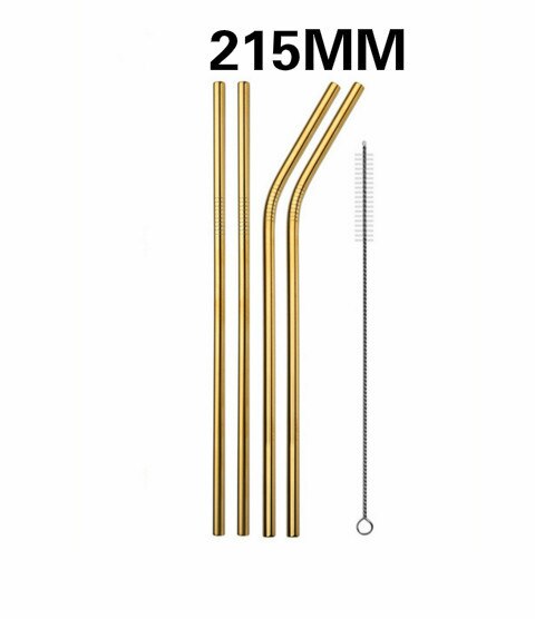 4/8Pcs Metal Straw Reusable Drinking Straw High Quality 304 Stainless Steel Metal Straw with Cleaner Brush For Mugs 20/30oz: Golden