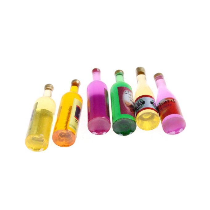 6Pcs set Doll house wine bottle 1/12 handmade accessories