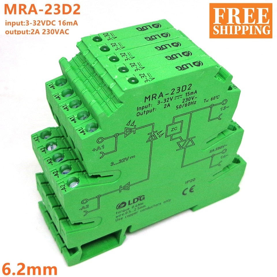 5Pcs MRA-23D2 Mini 6.2Mm 2A Input: 3-32V Dc Solid State Relais Relais Module