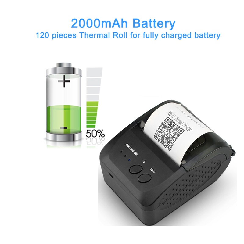 Mini imprimante thermique sans fil portative de billet de reçu de Bluetooth de 58mm pour la Machine de facture de téléphone Portable pour le magasin HZTZ