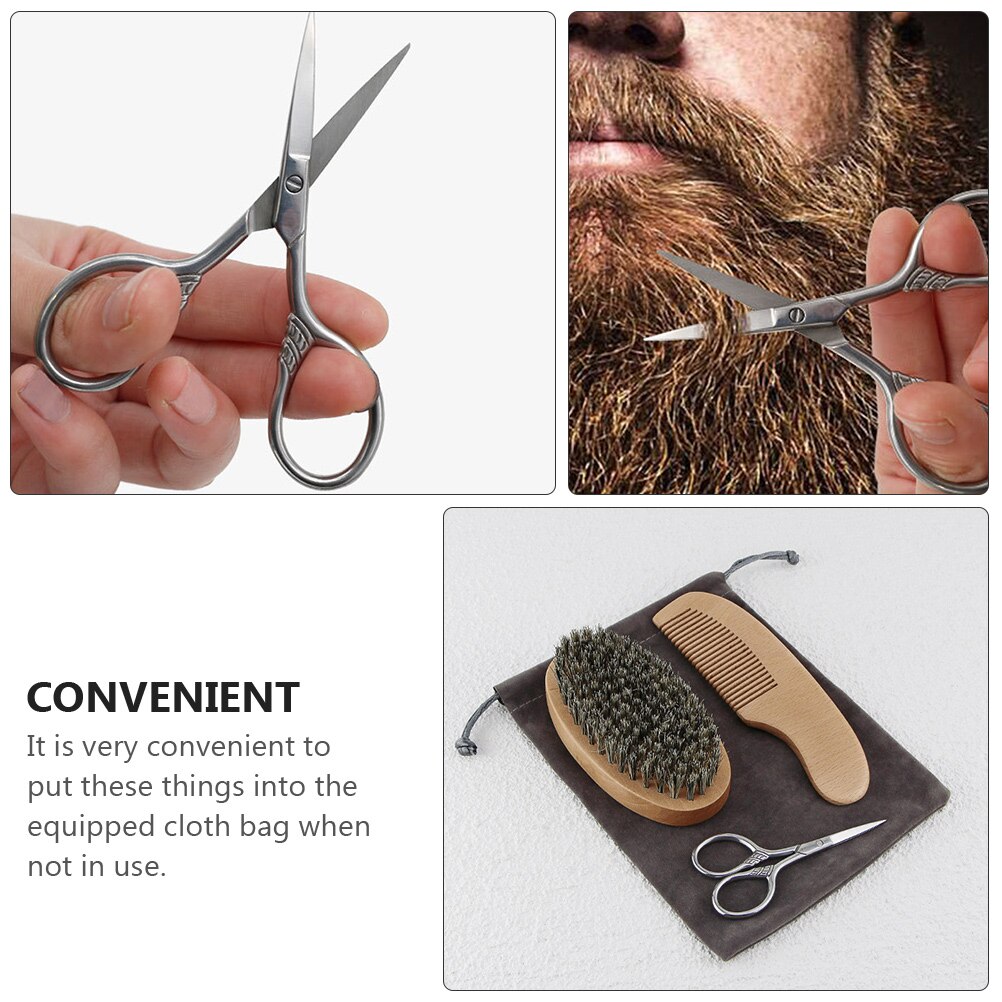 Kit d&#39;outils de rasage pour la barbe, 3 pièces, peigne, brosse, ciseaux