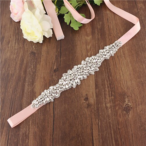 ZMS334 Hochzeit Gürtel Strass Gürtel Brautjungfer Gürtel Braut Gürtel Frauen Schärpe Gürtel Hochzeit Zubehör Gürtel für Abendkleider: Jahrgang Rosa