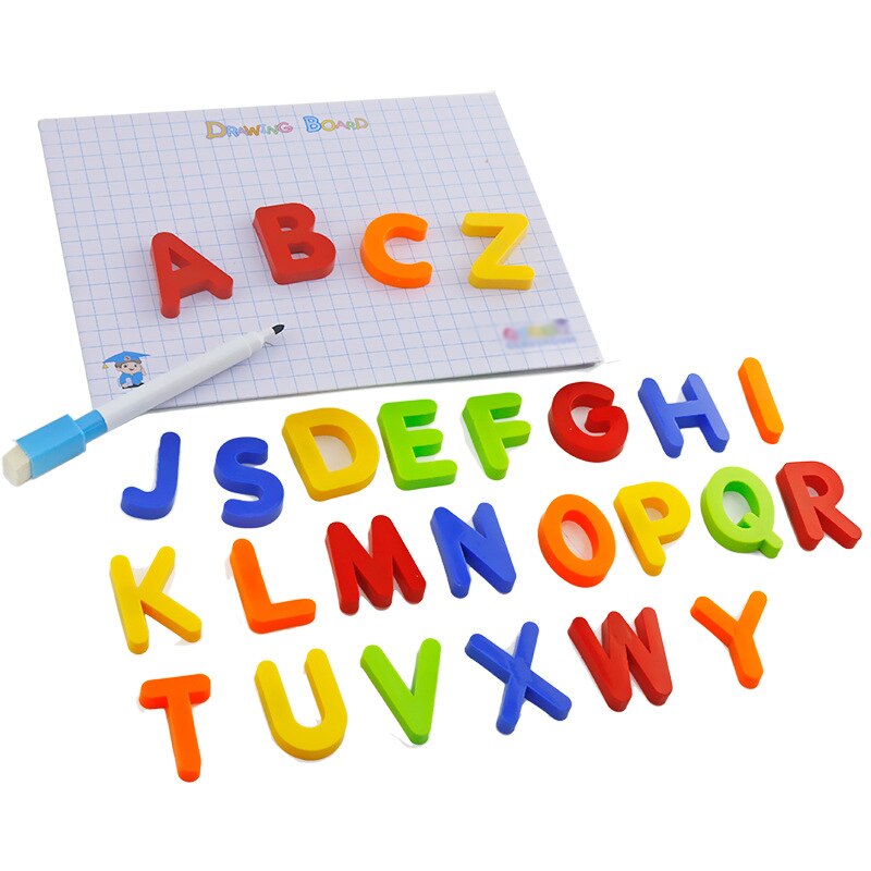 Early Learning Kleurrijke Magnetische Onderwijs Letters Cijfers Magneten Alfabet Met Pen Tekentafel Voor Kinderen 1 Set