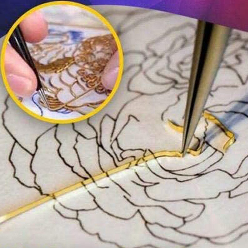 50ML color DIY cloisonne enamel painting kit gold thread dye highlights paint leather craft liquid art supplies45#