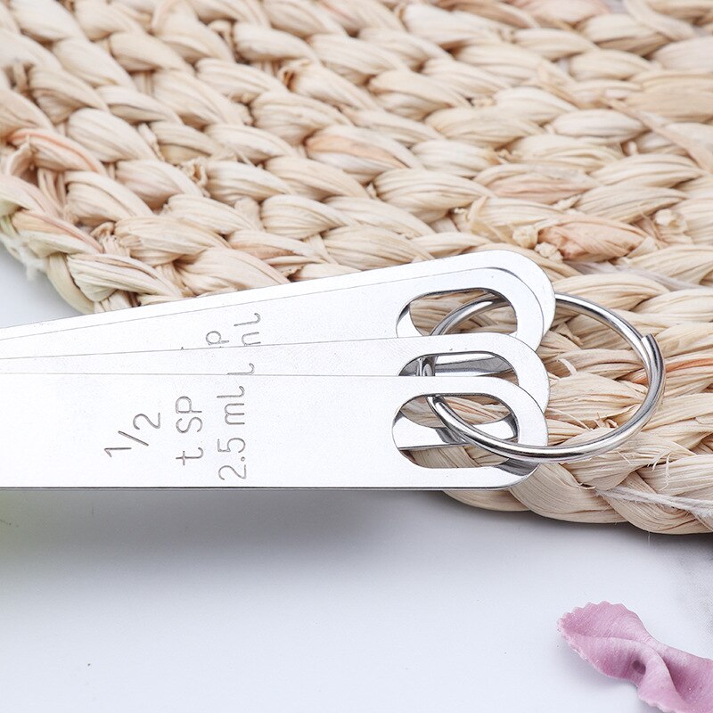 Juego de cucharas medidoras para hornear, juego de tazas medidoras con mango de acero inoxidable, herramientas de medición para té y café, accesorios de cocina, 8 unids/set